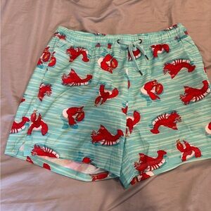 Saxx Men's Swim Trunks - Red Lobster Print on Aqua